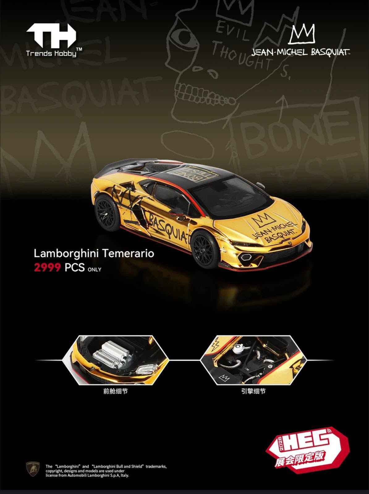 Trends Hobby 1:64 Lamborghini Temerario Basquiat Collaboration Chrome Gold HEC2026