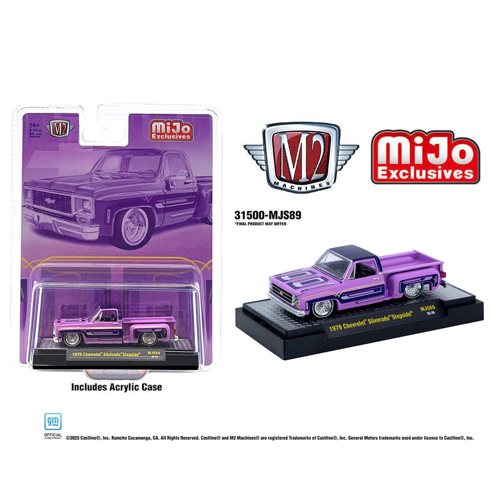 M2 Machines 1:64 Mijo Exclusives 1978 Chevrolet Silverado Stepside Lowriders Purple