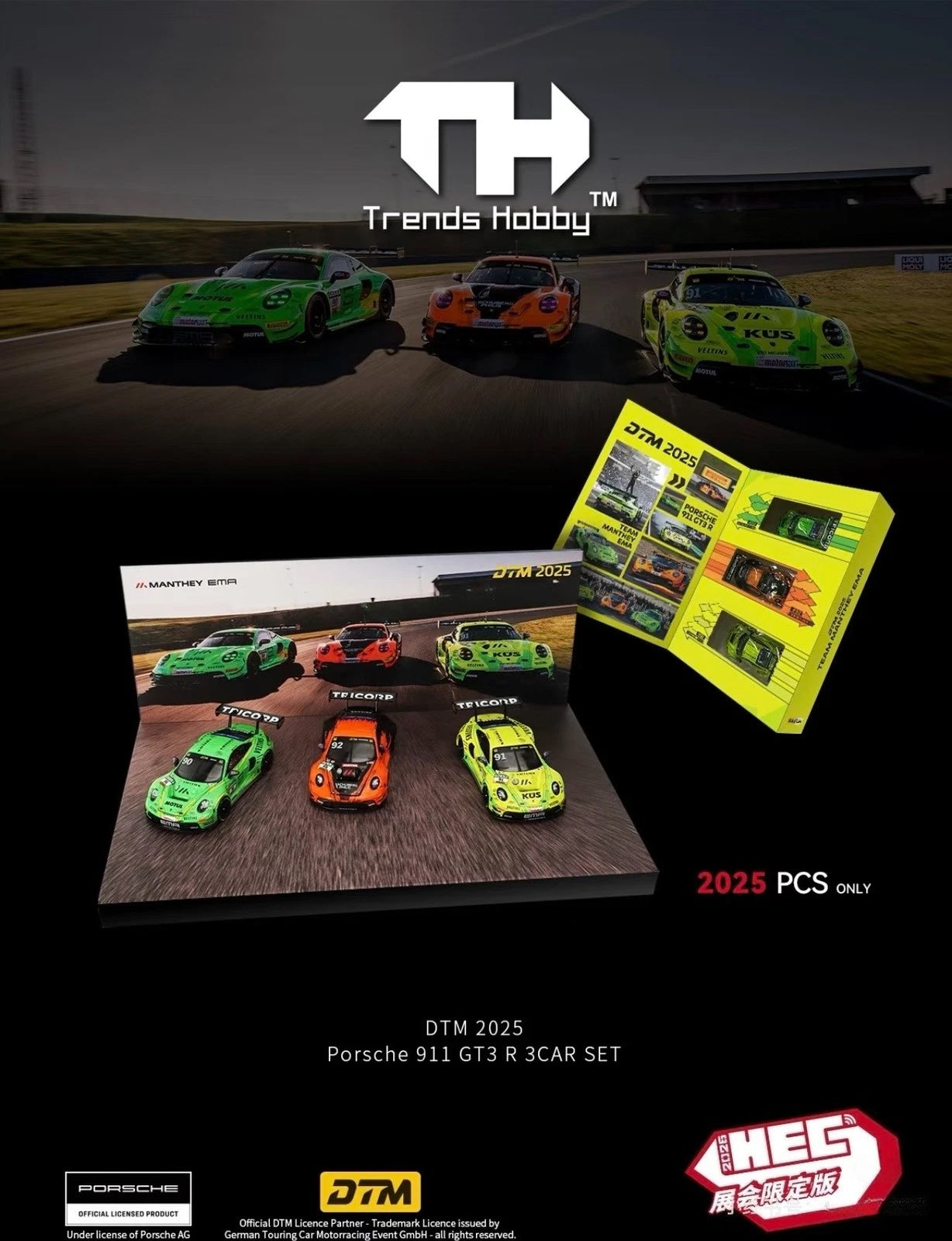 Trends Hobby 1:64 DTM 2025 Porsche 911 GT3 R Team Manthey EMA 3 Car Set HEC 2026