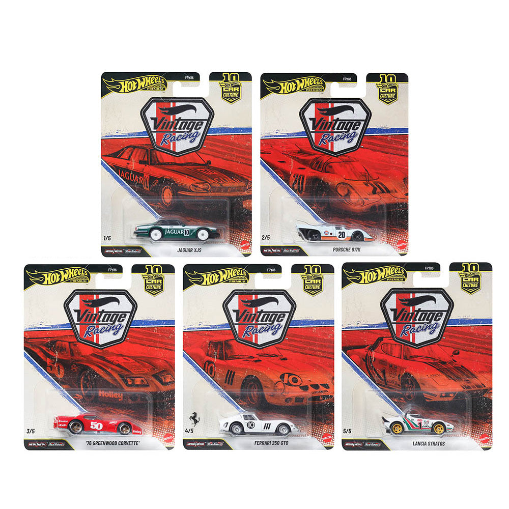 Hot Wheels Premium 1:64 Car Culture Vintage Racing Case T Set of 5