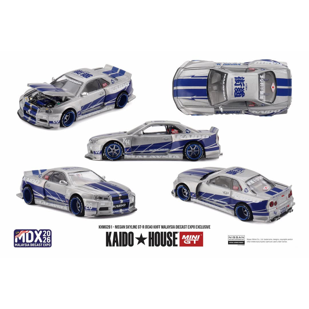 Kaido House 1:64 Nissan Skyline GT-R R34 KHFF Brian's Skyline Livery MDX 2026