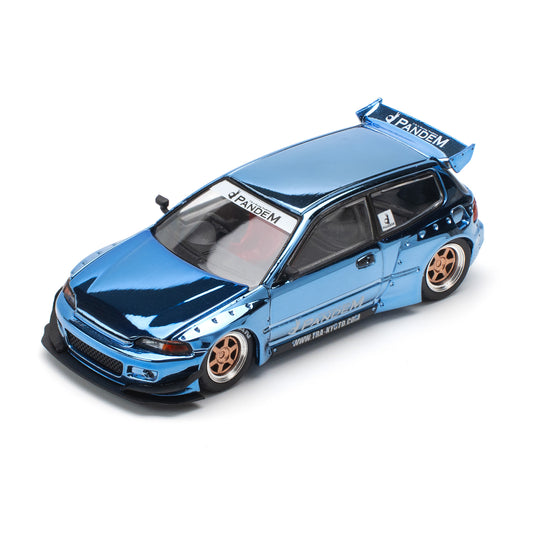 Pop Race 1:64 Pandem Civic EG6 Blue Chrome PR640206