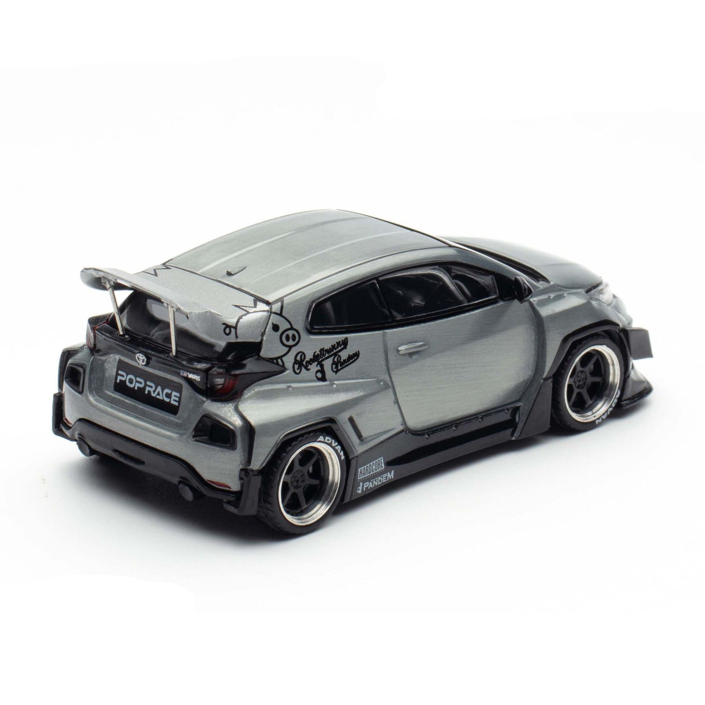 Pop Race 1:64 Pandem GR Yaris Raw Metal Hong Kong Toy Car Salon PR640329
