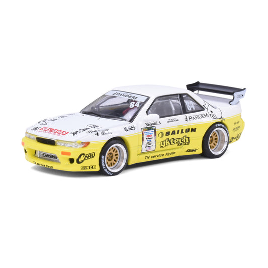 Pop Race 1:64 Pandem Nissan Silvia S13 2020 D1 Lights Yellow/White