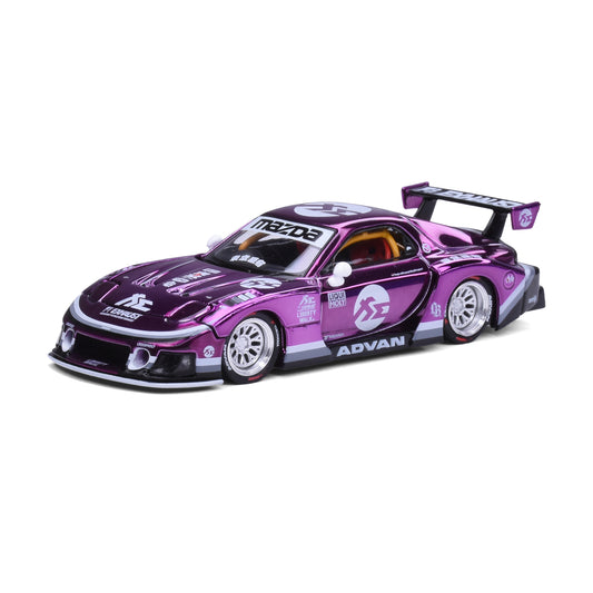 Pop Race 1:64 LB Super Silhouette Mazda RX-7 FD3S Purple Chrome Toronto Edition
