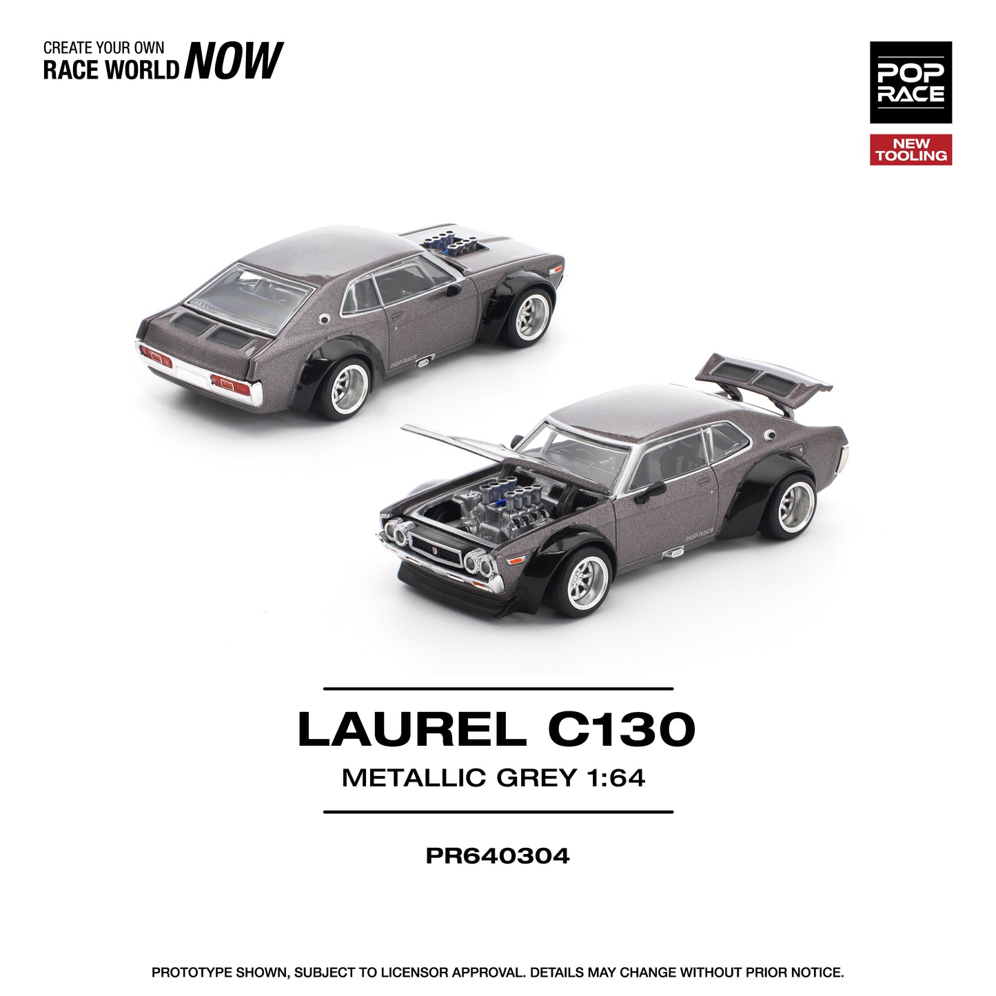 Pop Race 1:64 Laurel C130 Metallic Grey