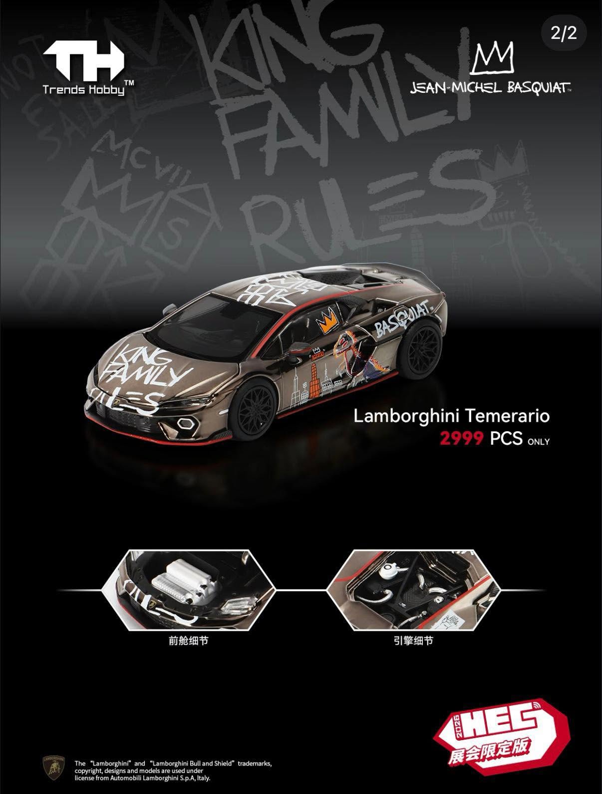 Trends Hobby 1:64 Lamborghini Temerario Basquiat Collaboration Chrome Gunmetal HEC2026