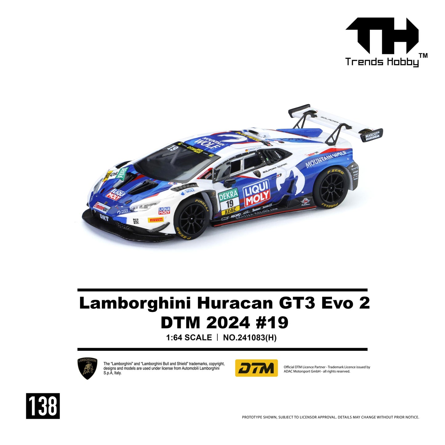[PRE ORDER] Trends Hobby 1:64 Lamborghini Huracan GT3 EVO2 DTM 2024 #19