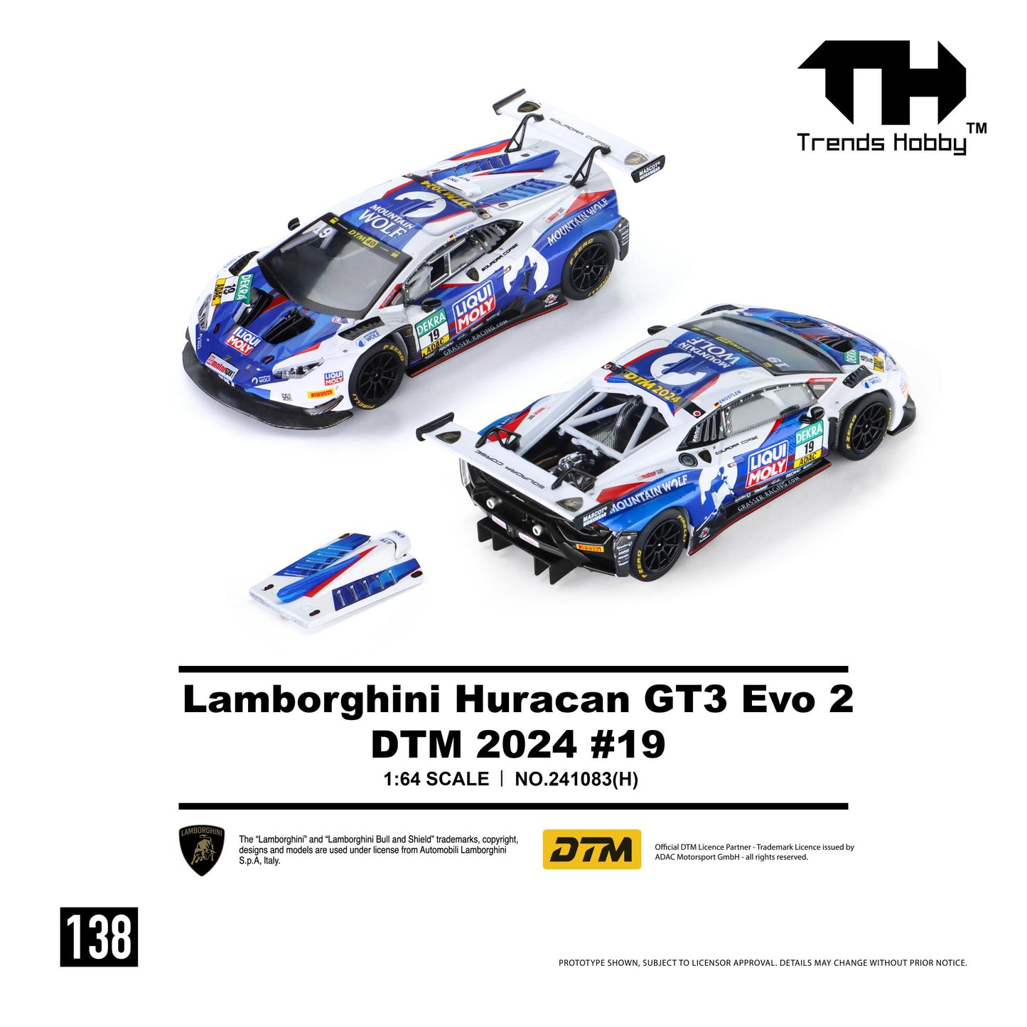 [PRE ORDER] Trends Hobby 1:64 Lamborghini Huracan GT3 EVO2 DTM 2024 #19