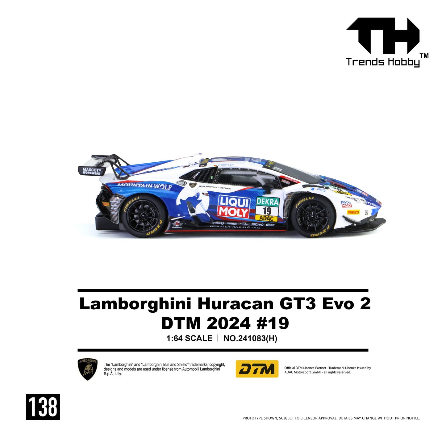 [PRE ORDER] Trends Hobby 1:64 Lamborghini Huracan GT3 EVO2 DTM 2024 #19