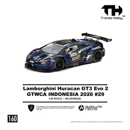 [PRE ORDER] Trends Hobby 1:64 Lamborghini Huracan GT3 EVO2 GTWCA Indonisia 2026 #29