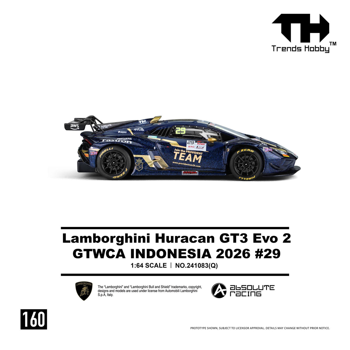 [PRE ORDER] Trends Hobby 1:64 Lamborghini Huracan GT3 EVO2 GTWCA Indonisia 2026 #29