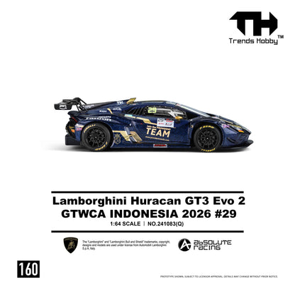 [PRE ORDER] Trends Hobby 1:64 Lamborghini Huracan GT3 EVO2 GTWCA Indonisia 2026 #29