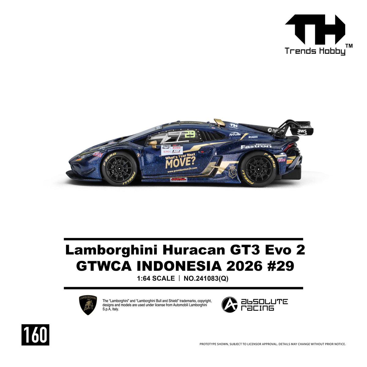 [PRE ORDER] Trends Hobby 1:64 Lamborghini Huracan GT3 EVO2 GTWCA Indonisia 2026 #29