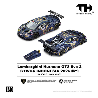 [PRE ORDER] Trends Hobby 1:64 Lamborghini Huracan GT3 EVO2 GTWCA Indonisia 2026 #29