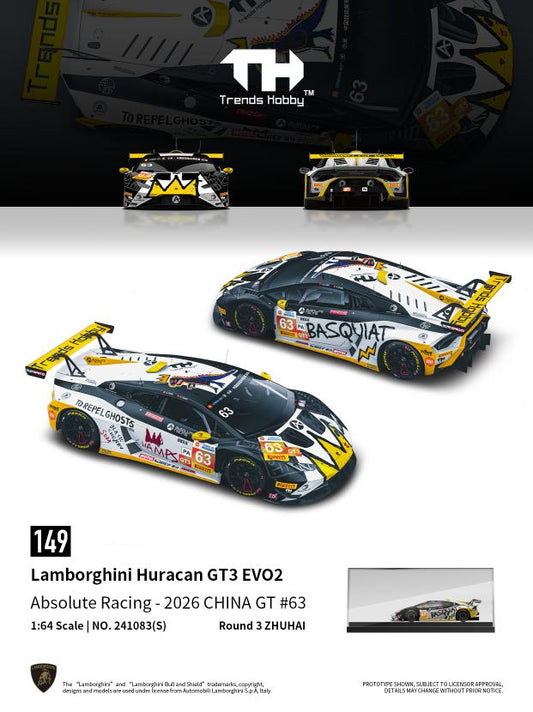 [PRE ORDER] Trends Hobby 1:64  Lamborghini Huracan GT3 Evo 2-CHINA GT ZHUHAI 2026 #63 (Acrylic Box)
