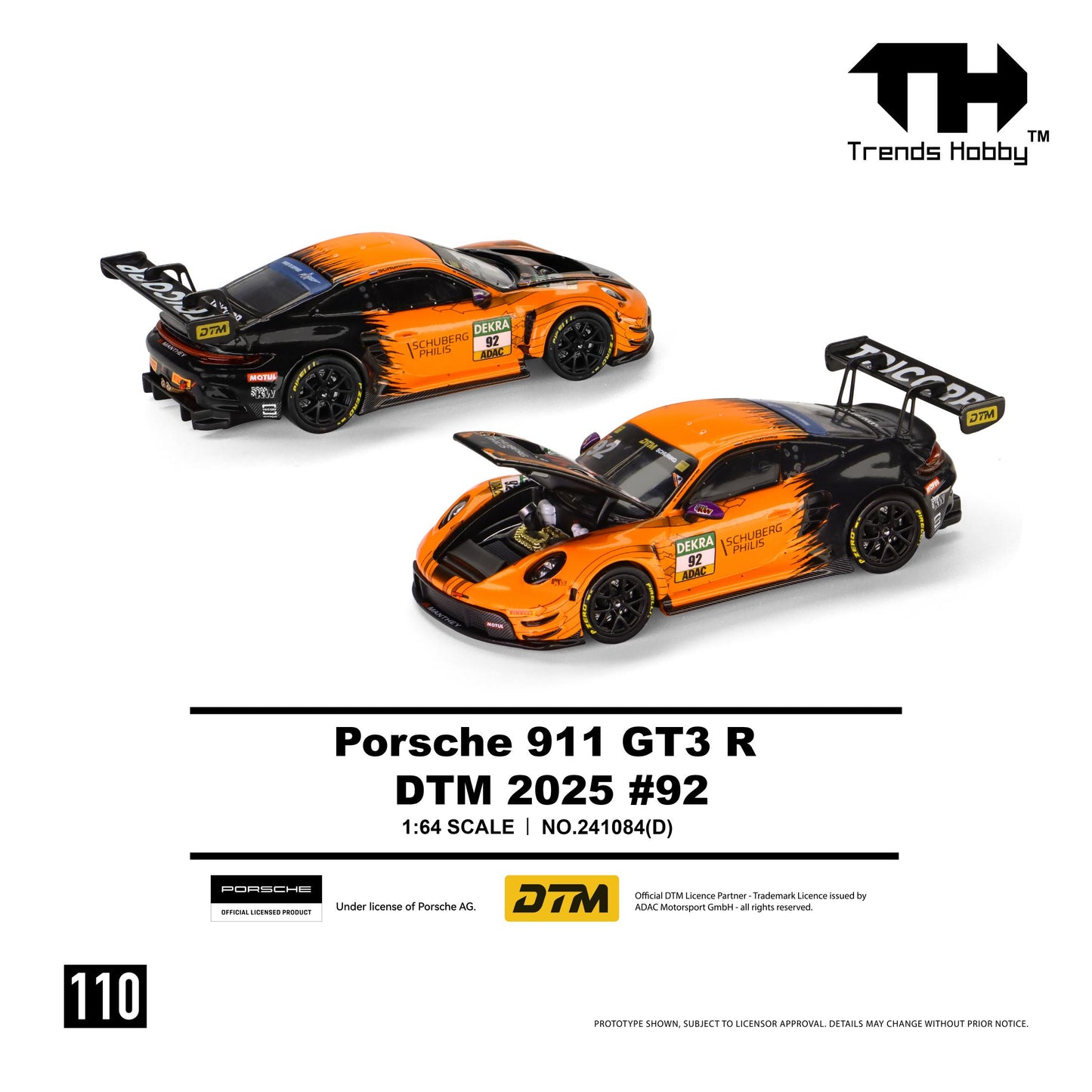 [PRE ORDER] Trends Hobby 1:64 Porsche 911 GT3 R DTM 2025 #92
