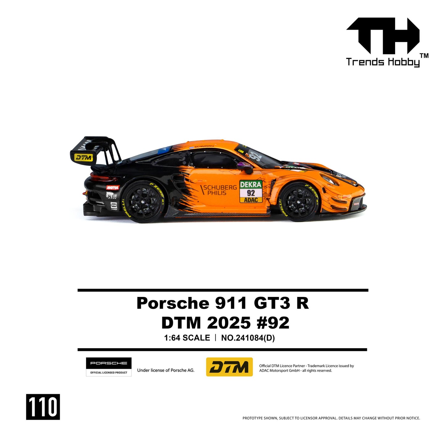 [PRE ORDER] Trends Hobby 1:64 Porsche 911 GT3 R DTM 2025 #92