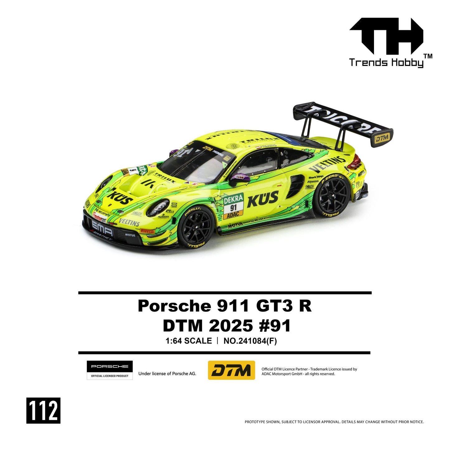 [PRE ORDER] Trends Hobby 1:64 Porsche 911 GT3 R DTM 2025 #91