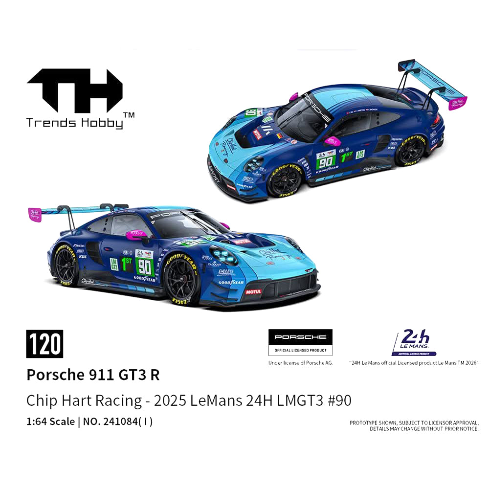 [PRE ORDER] Trends Hobby 1:64 Porsche 911 GT3 R Le Man 24H 2025 #90 Chip Hart Racing
