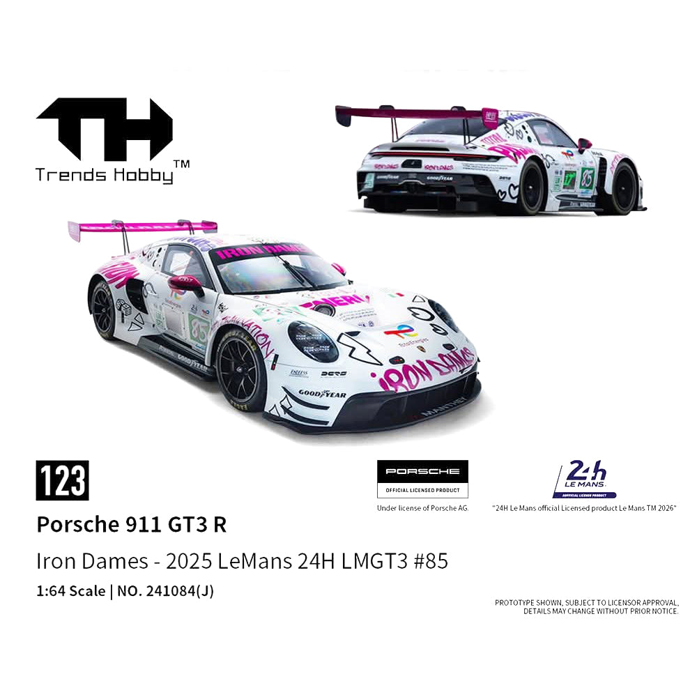 [PRE ORDER] Trends Hobby 1:64 Porsche 911 GT3 R Iron Dames 2025 Le Mans 24H LMGT3 #85