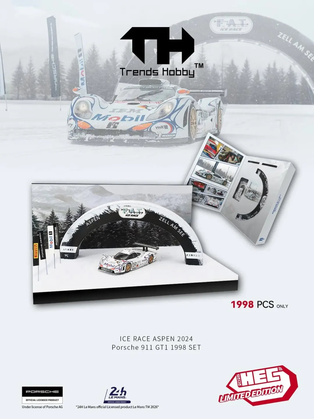 Trends Hobby 1:64 Porsche 911 GT1 LM 1998 #26 Ice Race Aspen 2024 HEC2026