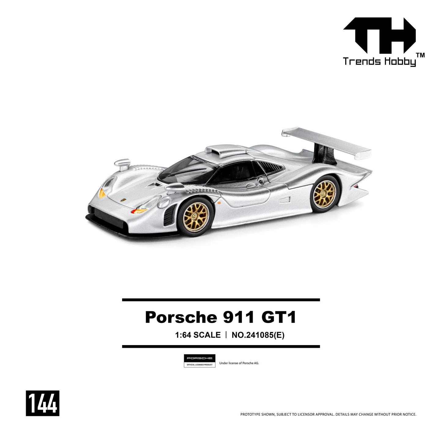 [PRE ORDER] Trends Hobby 1:64 Porsche 911 GT1 1998 Sliver