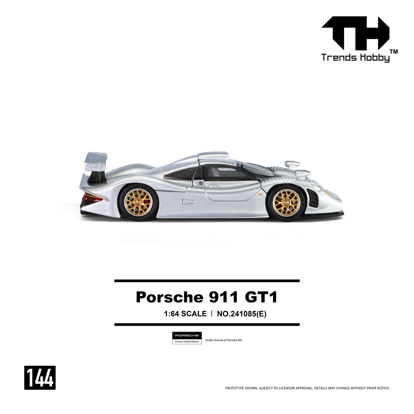[PRE ORDER] Trends Hobby 1:64 Porsche 911 GT1 1998 Sliver