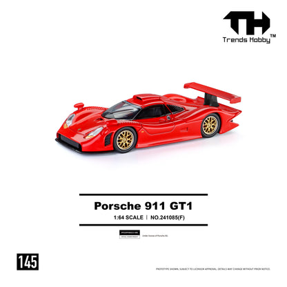 [PRE ORDER] Trends Hobby 1:64 Porsche 911 GT1 1998 Sliver Red