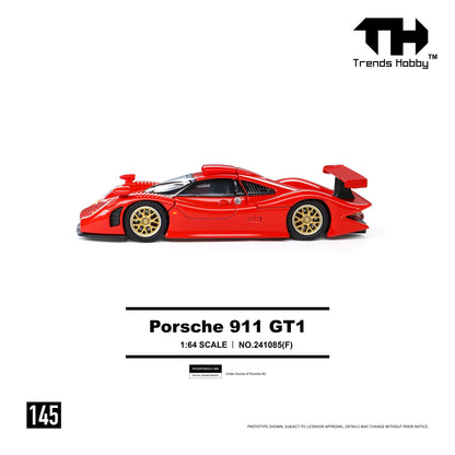 [PRE ORDER] Trends Hobby 1:64 Porsche 911 GT1 1998 Sliver Red