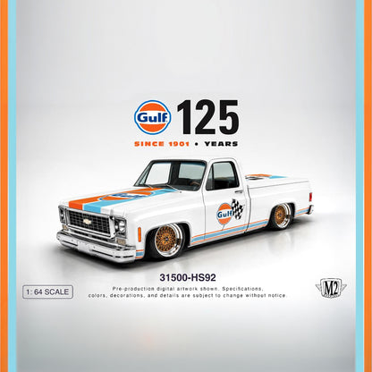 [PRE ORDER] M2 Machines 1:64 1973 Chevrolet Custom Deluxe 10 GULF White
