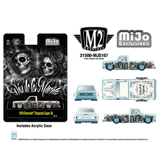 [PRE ORDER] M2 Machines 1:64 2026 “Dias De Los Muertos” 1978 Chevrolet Cheyenne Super 30 Pearl White