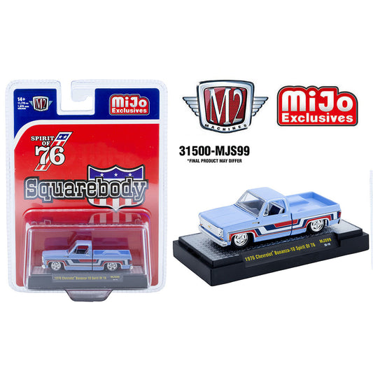 M2 Machines 1:64 1976 Chevrolet Silverado Bonanza 10 Spirit 76 Squarebody Blue