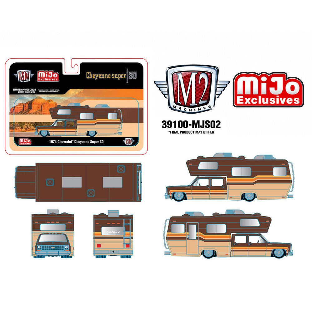 [PRE ORDER] M2 Machines 1:64 1974 Chevrolet Cheyenne Super 30 Custom Camper Beige Brown
