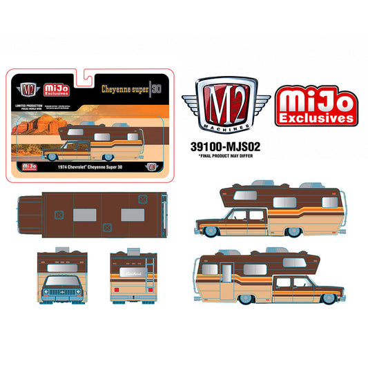 [PRE ORDER] M2 Machines 1:64 1974 Chevrolet Cheyenne Super 30 Custom Camper Beige Brown