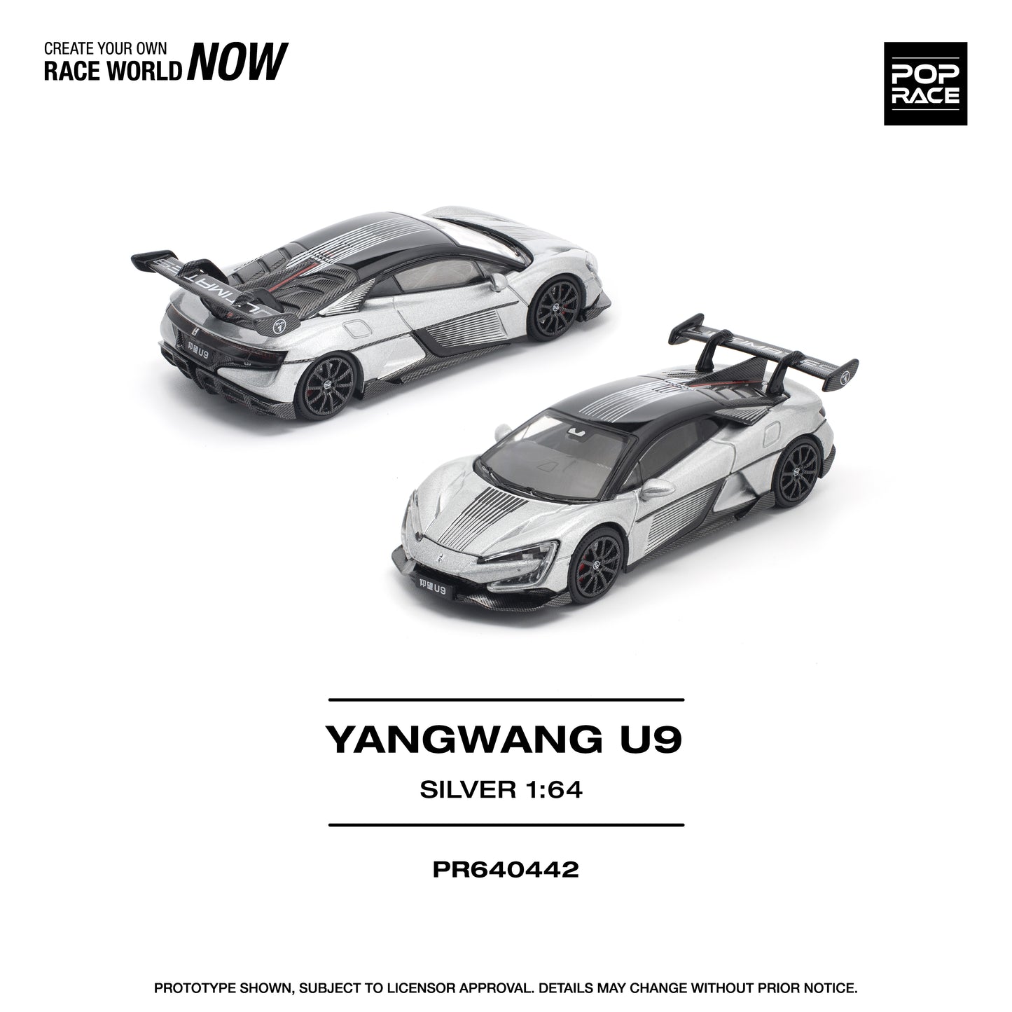 Pop Race 1:64 Yangwang U9 Silver