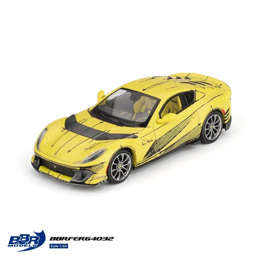 BBR Models 1:64 Ferrari 812 Competizione Tailor Made Matte Yellow BBRFER64032