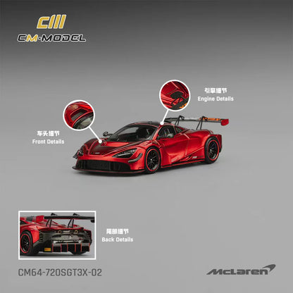 CM Model 1:64 Mclaren 720S GT3X Metallic Red