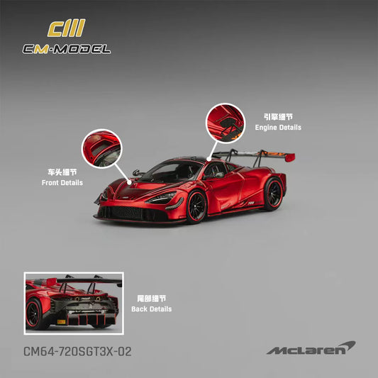 CM Model 1:64 Mclaren 720S GT3X Metallic Red