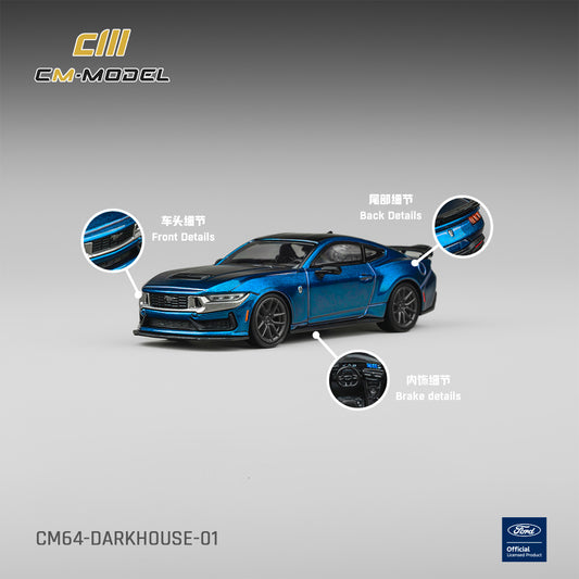[PRE ORDER] CM Model 1:64 Ford Mustang DarkHorse Blue Ember Metallic