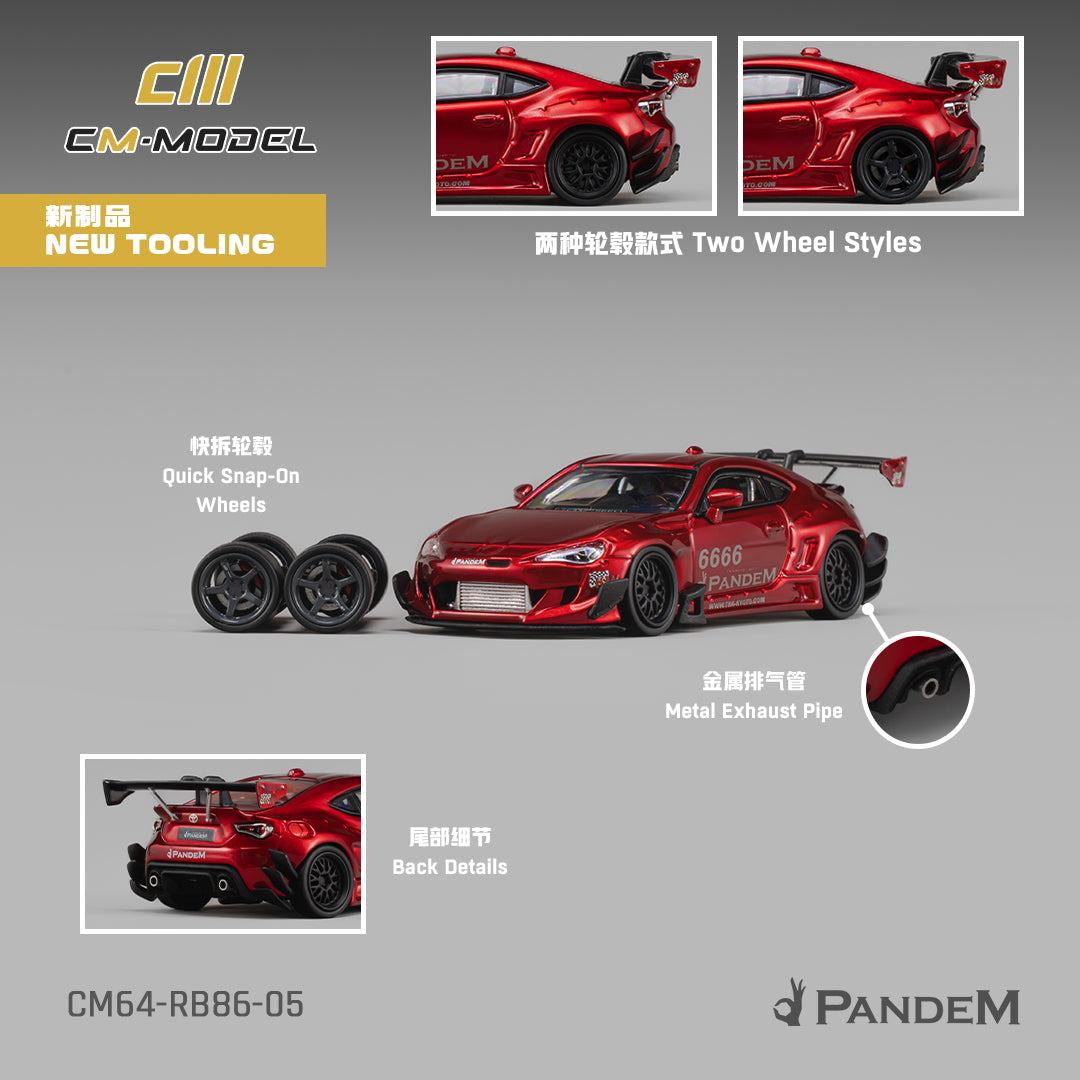 [PRE ORDER] CM Model 1:64 Toyota GT86 Pandem Widebody V3.5 Metallic Red