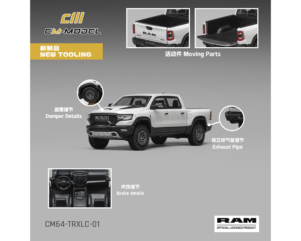 [PRE ORDER] CM Model 1:64 2024 Dodge Ram 1500 TRX Final Edition Diamond White Crystal Pearl Mijo Exclusives Limited Edition