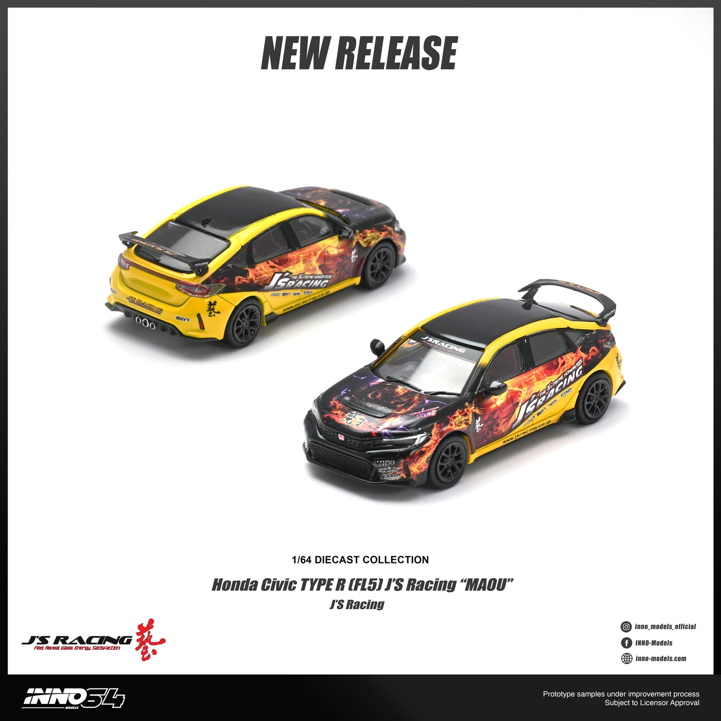 [PRE ORDER] Inno64 1:64 Honda Civic Type R (FL5) J'S Racing MAOU