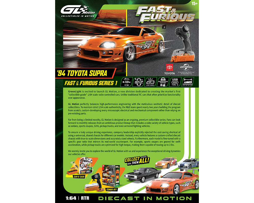 Greenlight Motion 1:64 RC 1994 Toyota Supra Brian's Supra GLM-613052