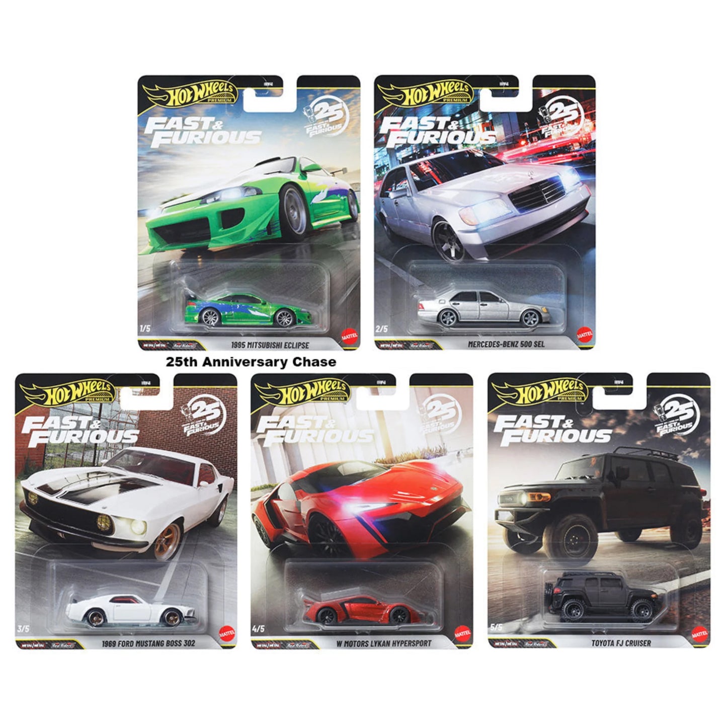 Hot Wheels Premium 1:64 Fast and Furious 25th Anniversary Case N Case of 10