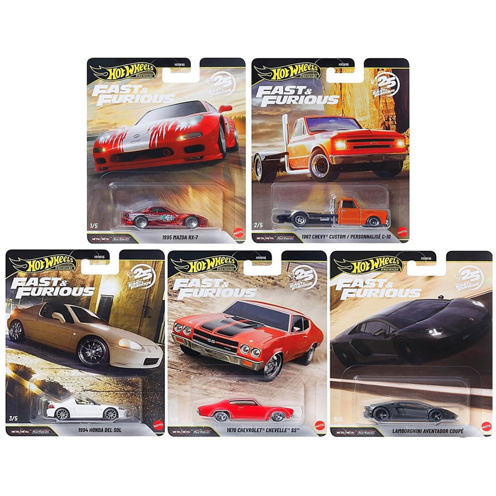Hot Wheels Premium 1:64 Fast and Furious 25th Anniversary Case P Set of 10