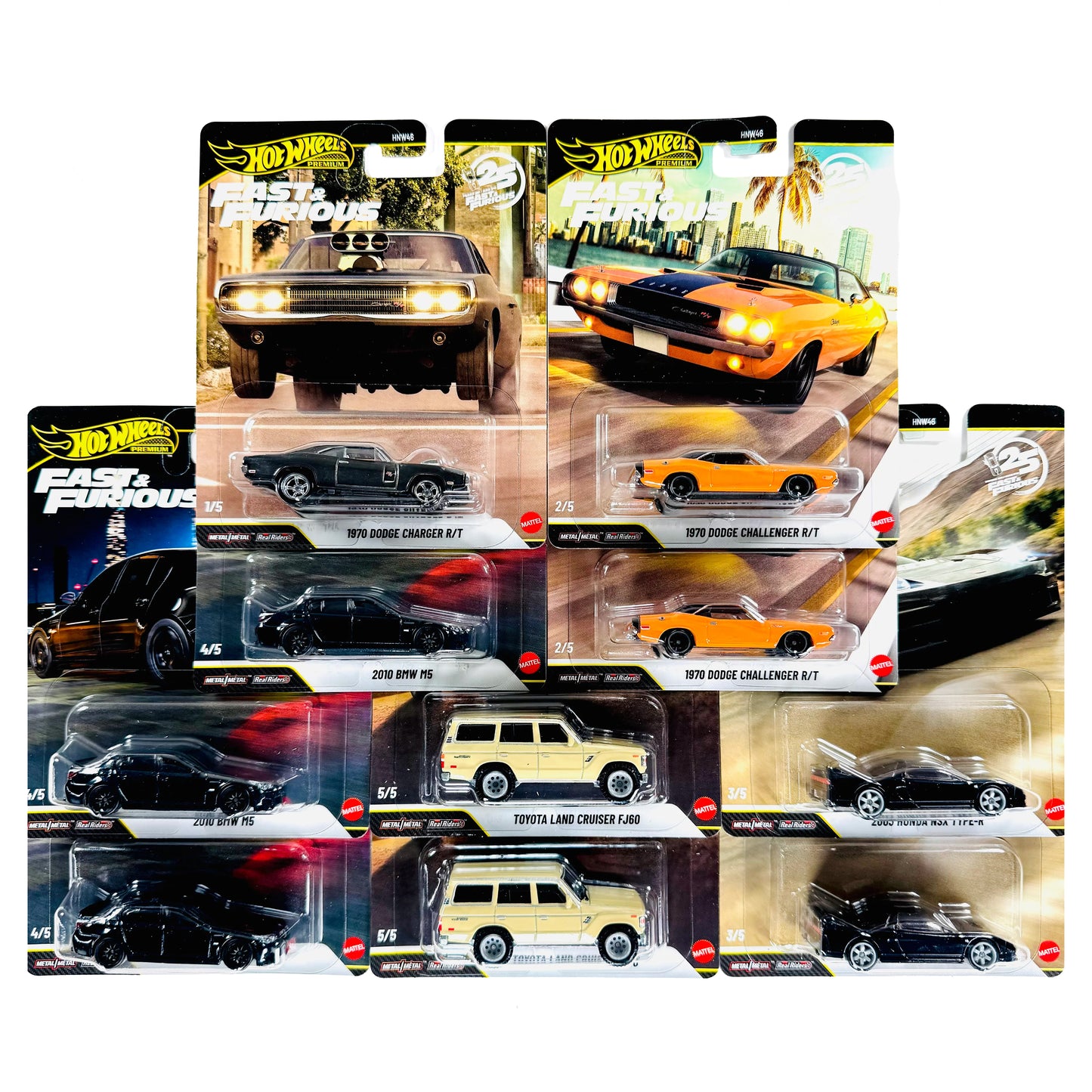 Hot Wheels Premium 1:64 Fast and Furious 25th Anniversary Case Q Set of 10