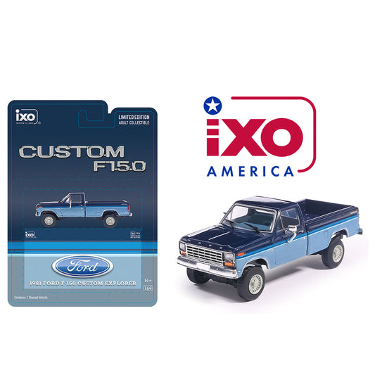 [PRE ORDER] Ixo Model 1:64 1981 Ford F-150 Custom Explorer Short Bed Styleside 4×2 Midnight Blue Metallic
