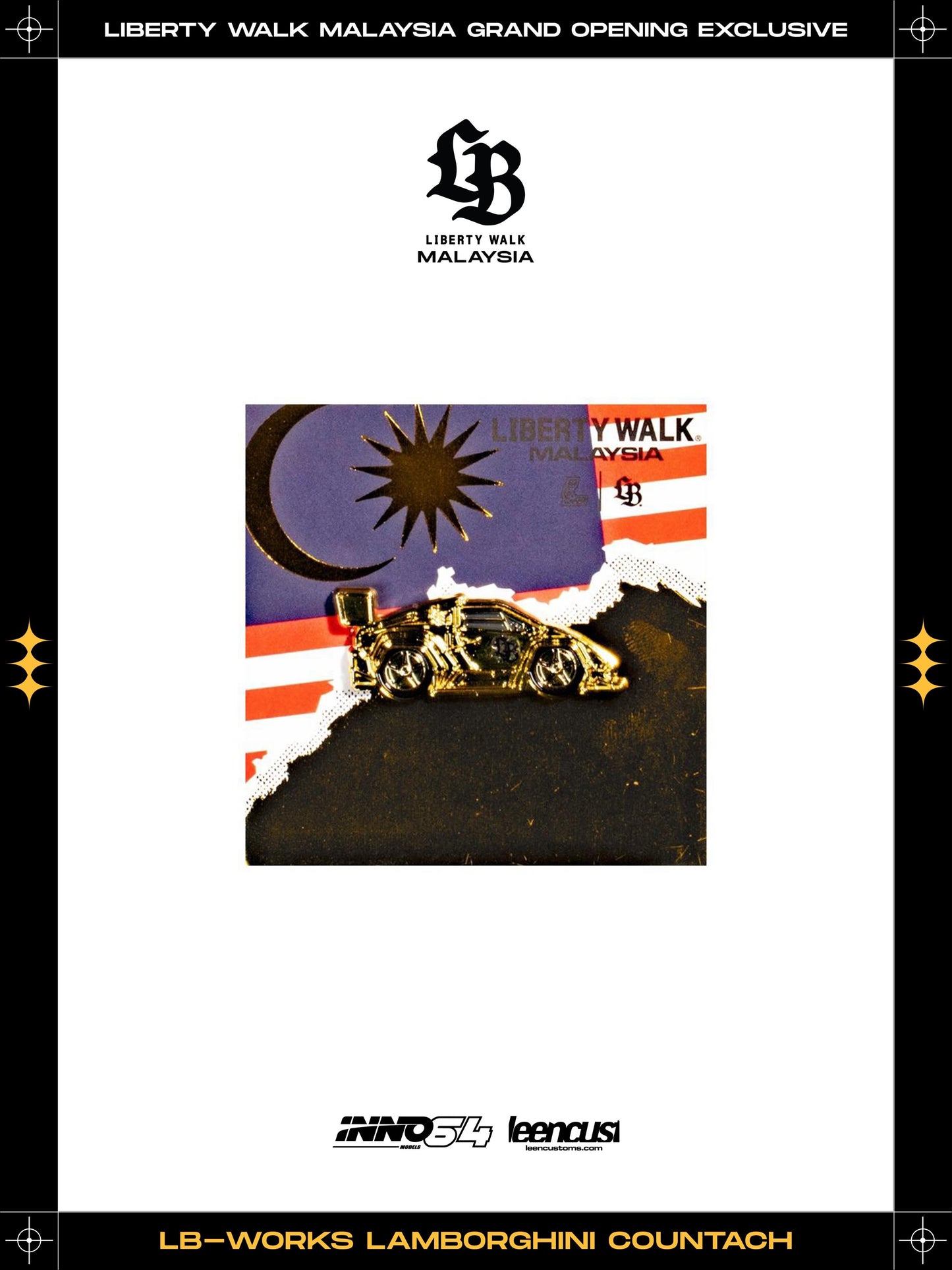 Inno64 1:64 LB-Works Lamborghini Countach Gold Version Grand Opening Malaysia Exclusive