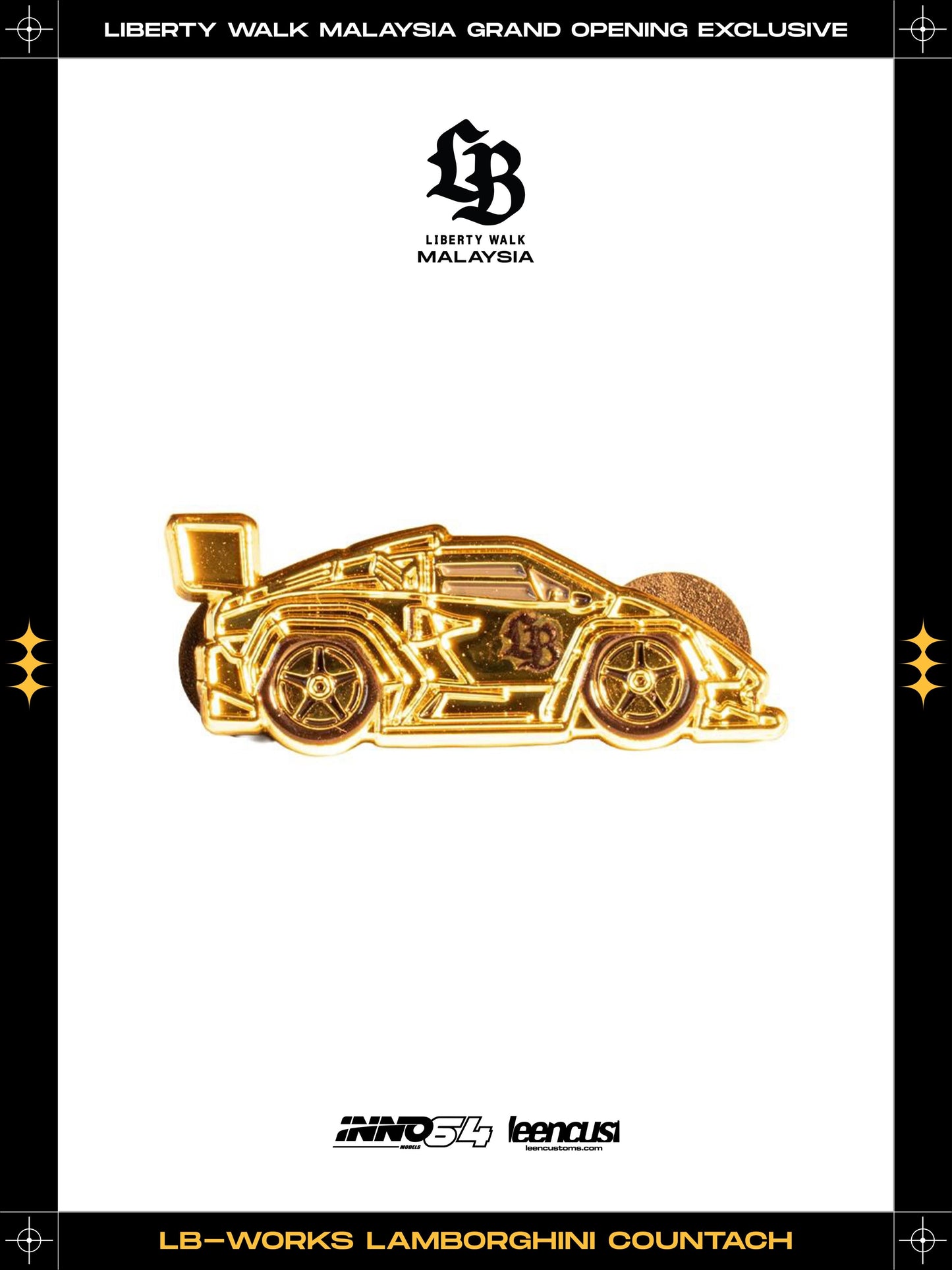 Inno64 1:64 LB-Works Lamborghini Countach Gold Version Grand Opening Malaysia Exclusive